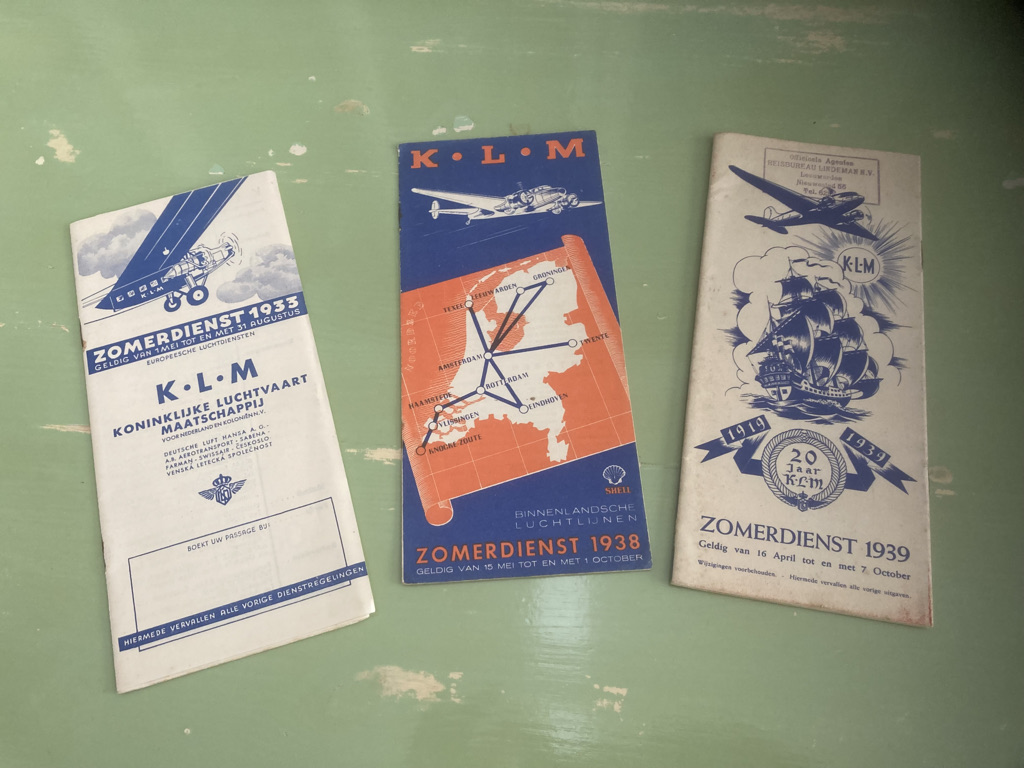 KLM dienstregelingen - jaren 30